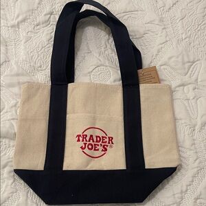 Trader Joe's Canvas Tote Bag - Navy and Cream
